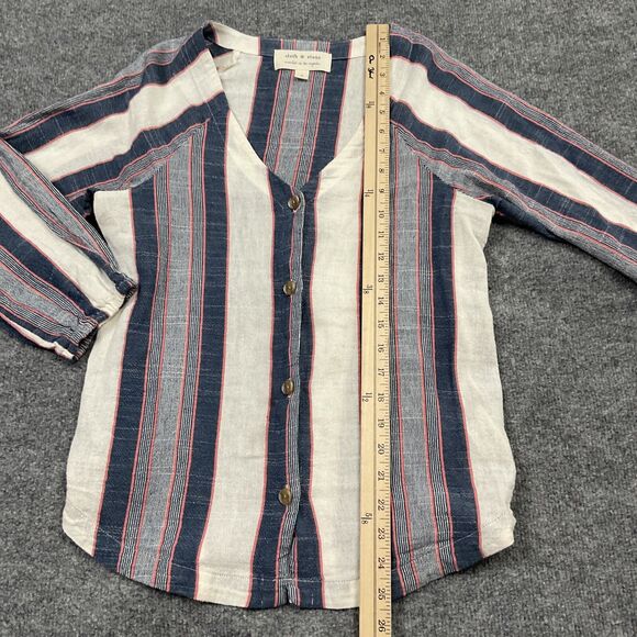 Cloth & Stone Blouse Womens size S Blue Striped Casual Beach Breatable - Picture 5 of 12